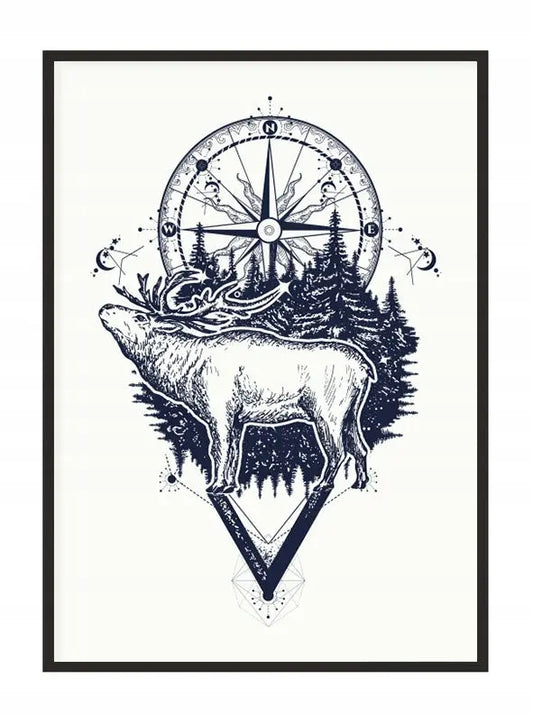 Plakat Jeleń Kompas 33x43 cm - ForWalls.eu