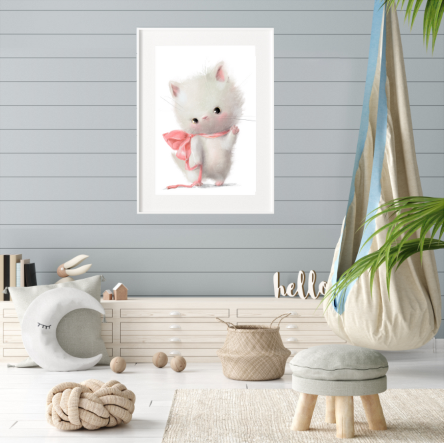 Plakat Kotek z Różową Kokardą 30x40 cm - ForWalls.eu