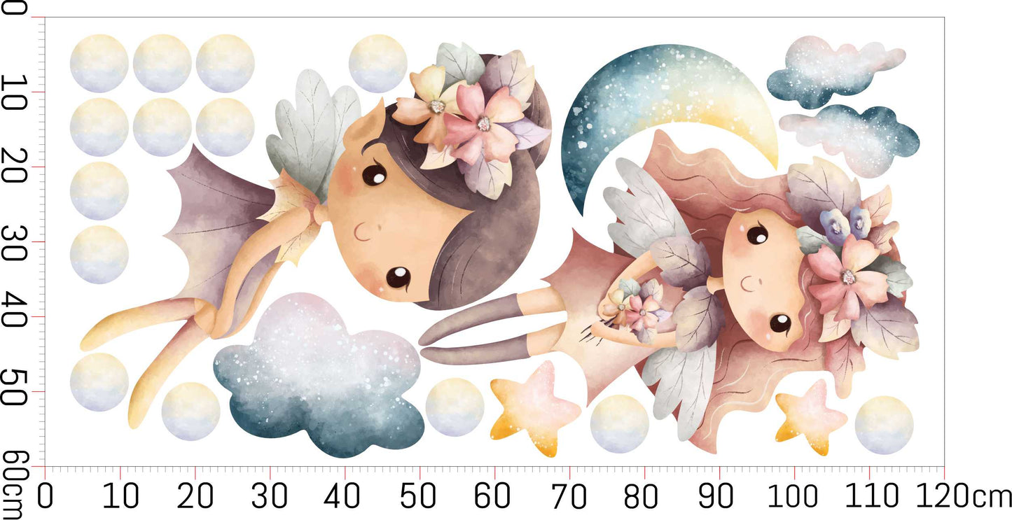 Naklejki dla dzieci Leśne Wróżki Pastele Obrazki dla dziewczynki 60x120 ForWalls.eu