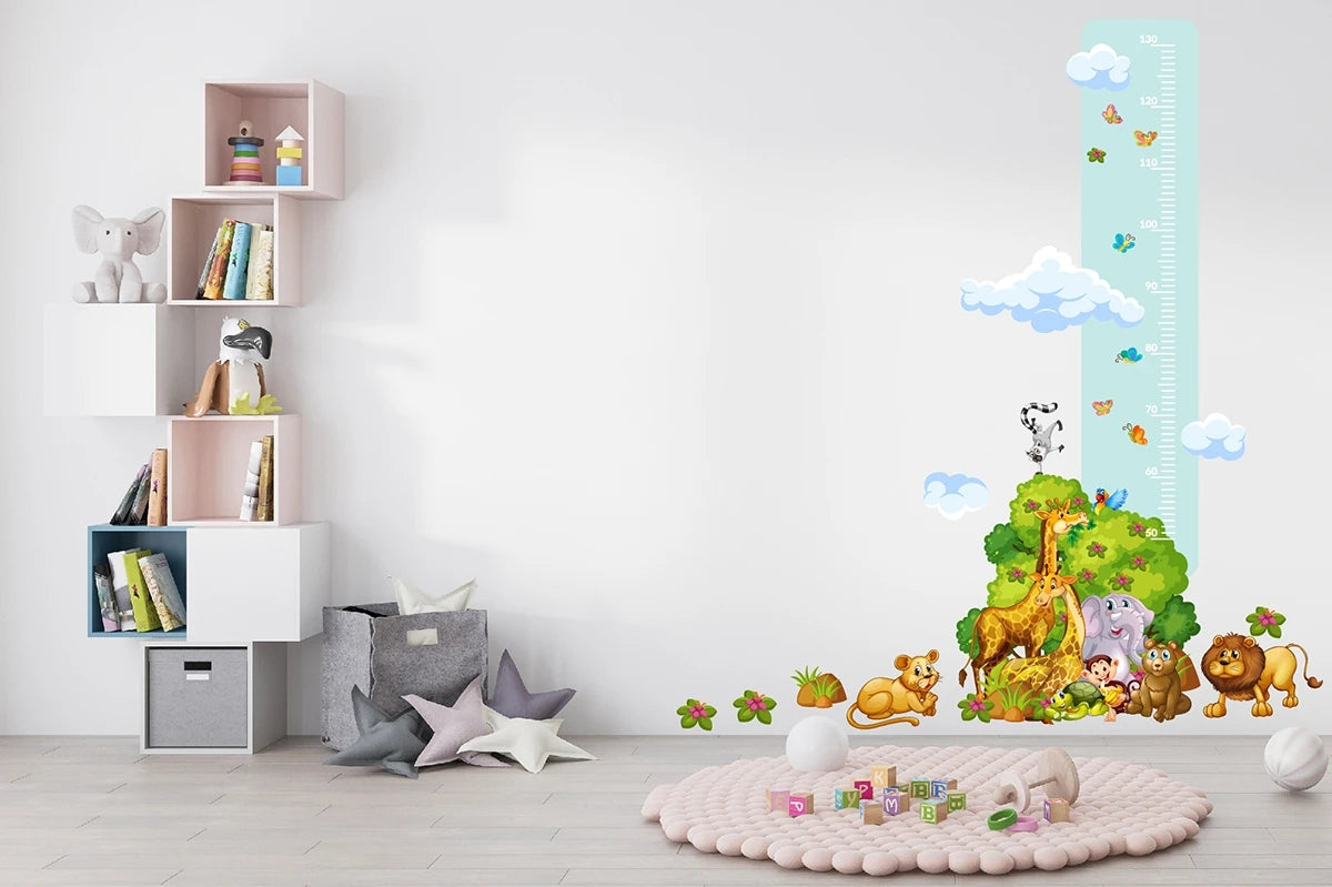 Miarka wzrostu dla dzieci zwierzęta safari Kolorowa naklejka ścienna 45x120 ForWalls.eu
