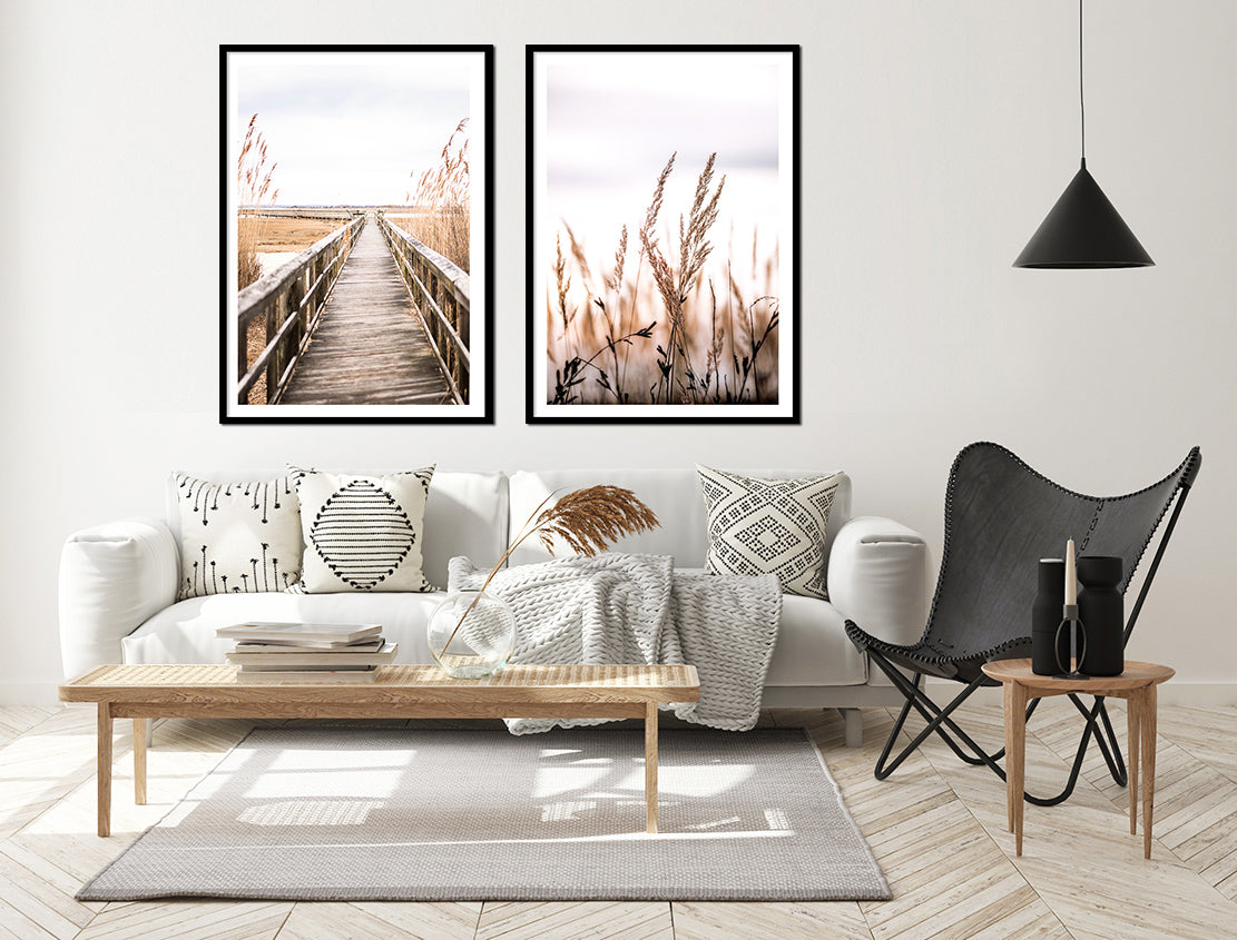 Plakaty Boho Natura Trawa Beż Dyptyk ForWalls.eu