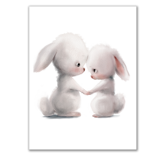 Plakat Dwa Króliczki Trzymające się za Łapki 30x40 cm - ForWalls.eu