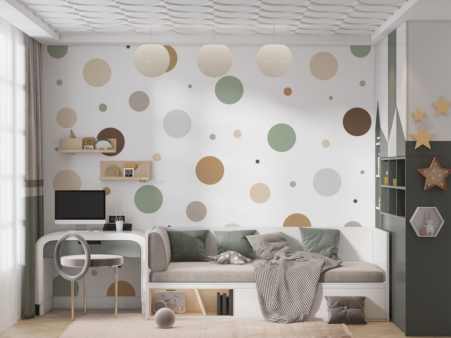 Naklejki Beże kółka grochy kropki Boho Skandynawski Pastele Dziecięce DIY ForWalls.eu
