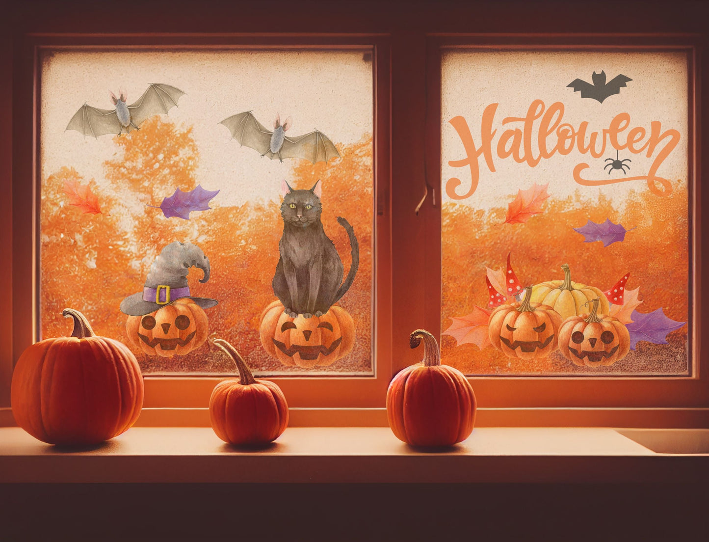 Naklejka dwustronna na okno Halloween Naklejki Wielorazowe na szybę Ozdobne ForWalls.eu