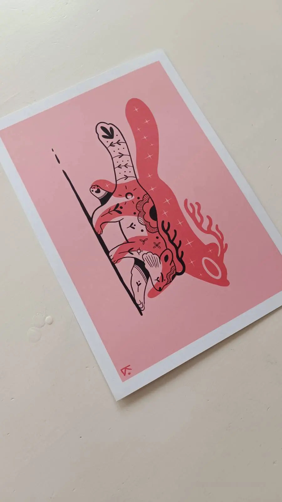 ForWalls.eu - Plakat Panda - Minimalist pink art print featuring a stylized panda with organic shapes and soft textures on Corn Crush paper. - Luiza Kwiatkowska, plakat, print, Soul Animals