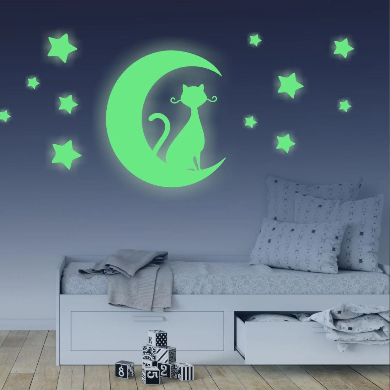 Naklejki ŚWIECĄCE w ciemności Fluorescencyjne do sypialni dla dzieci 30x60  ForWalls.eu