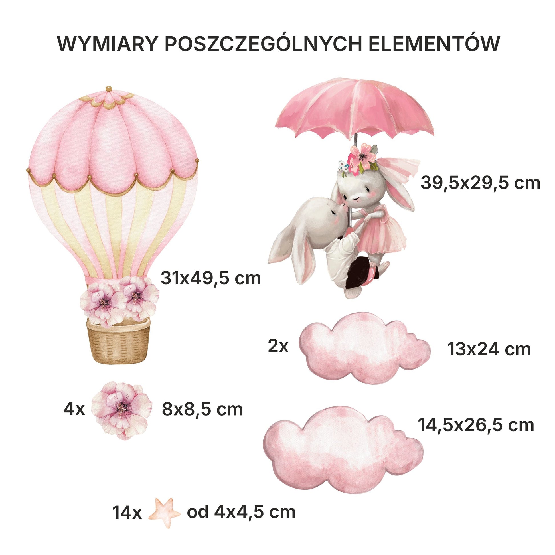 Naklejki na ścianę dla dzieci Różowe Króliczki Boho GRATIS Kontakt Włącznik  ForWalls.eu