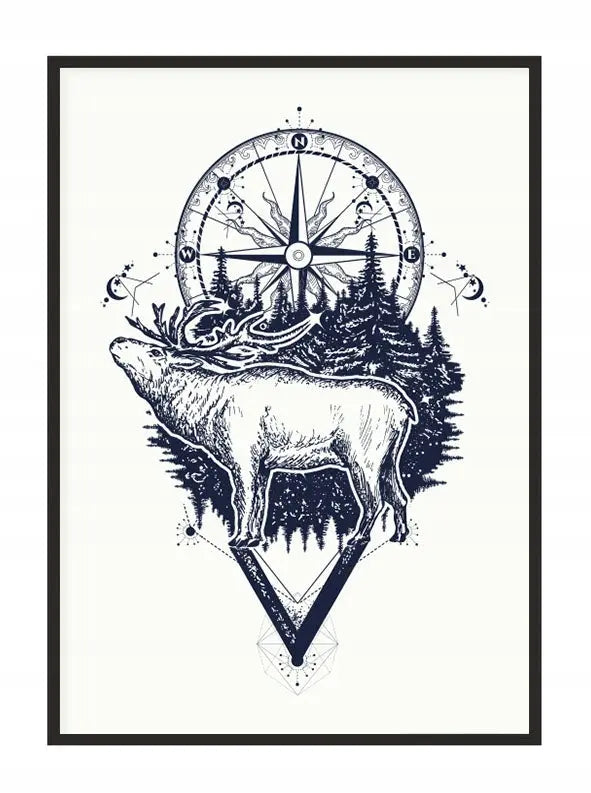 Plakat Jeleń Kompas 33x43 cm - ForWalls.eu