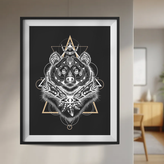 Plakat Niedźwiedź Totemiczny z Piórami  ForWalls.eu