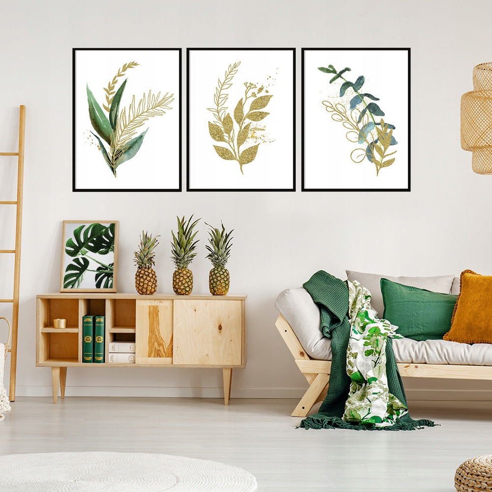 Plakaty Liście Kwiat Tryptyk 33x43cm  ForWalls.eu