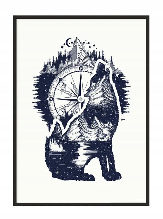 Plakat Wilk Kompas 33x43 cm - ForWalls.eu