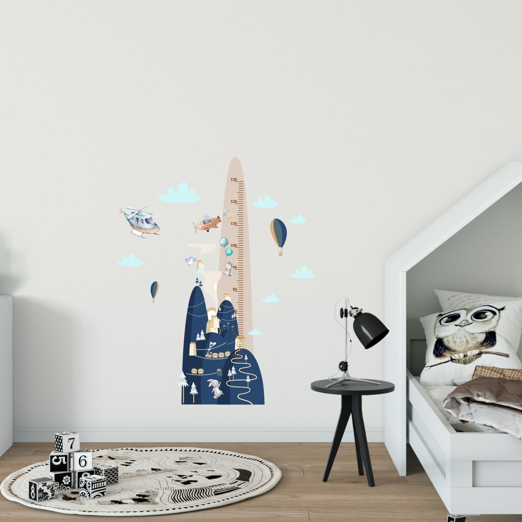 Miarka wzrostu dla dzieci Kolorowa naklejka góry balony chmury  45x120  ForWalls.eu