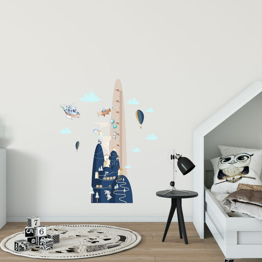 Miarka wzrostu dla dzieci Kolorowa naklejka góry balony chmury  45x120  ForWalls.eu