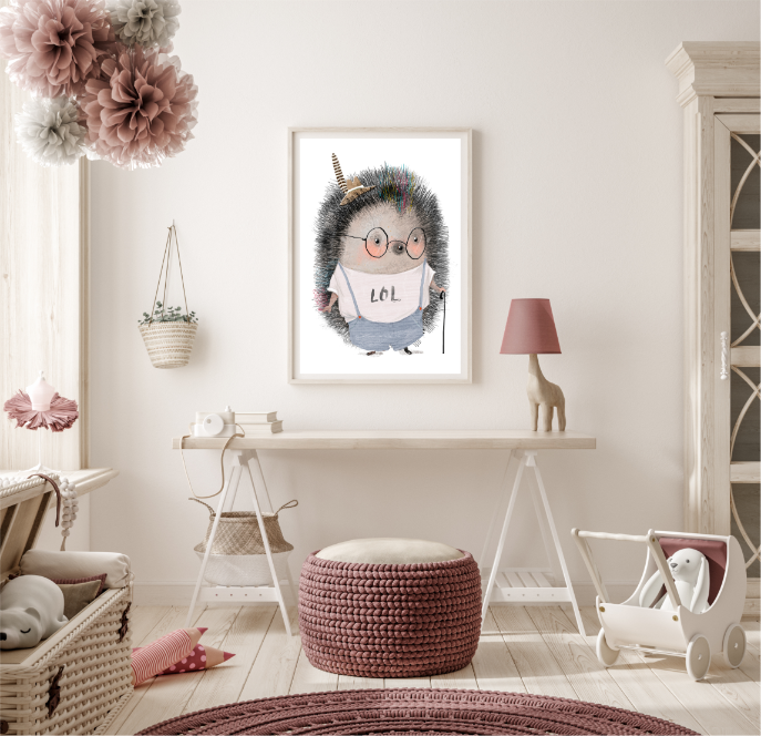 Plakat Jeżyk w Ogrodniczkach 30x40 cm - ForWalls.eu