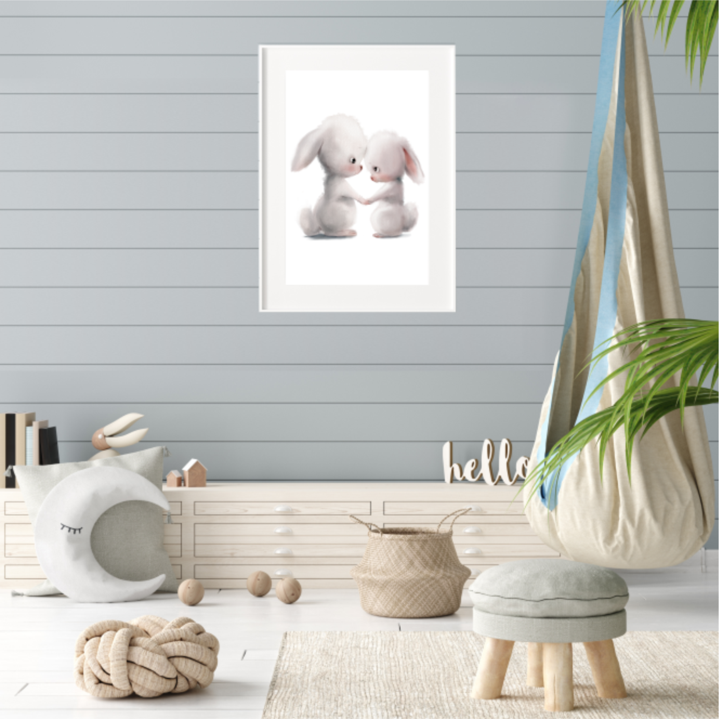 Plakat Dwa Króliczki Trzymające się za Łapki 30x40 cm - ForWalls.eu