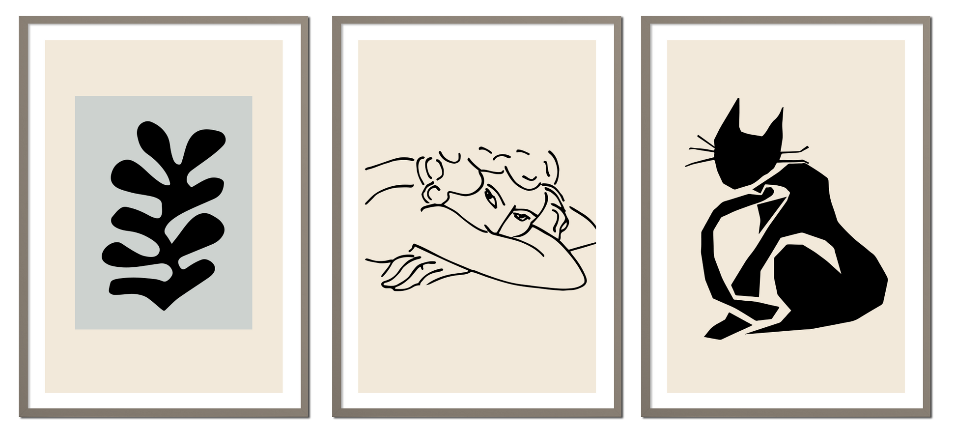 Plakaty Lineart Kot Henri Matisse Tryptyk  ForWalls.eu