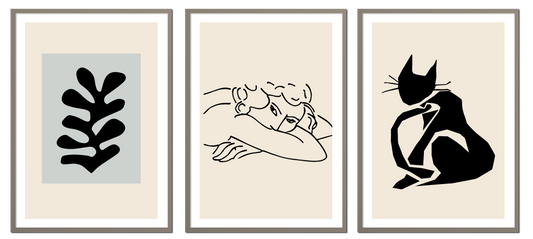 Plakaty Lineart Kot Henri Matisse Tryptyk  ForWalls.eu