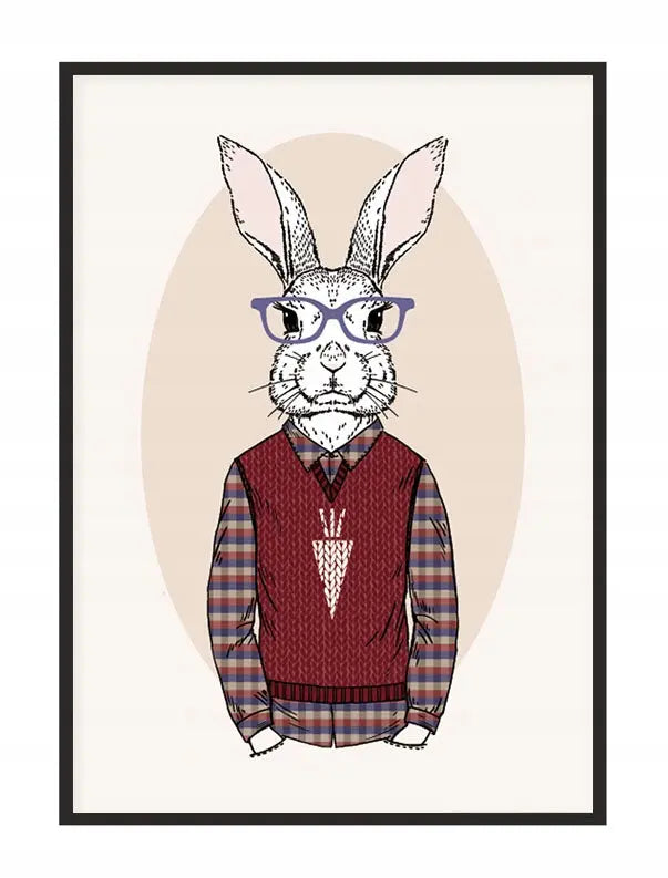 Plakat Królik Hipster 33x43 cm  ForWalls.eu