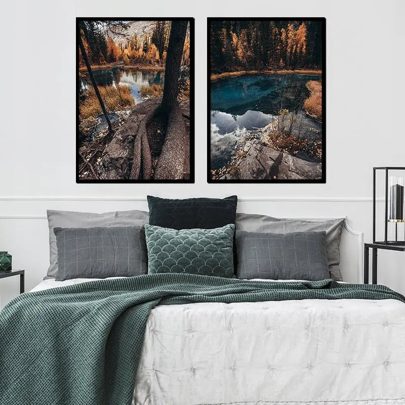 Plakaty Jesienne Jezioro Dyptyk 53x73cm - ForWalls.eu