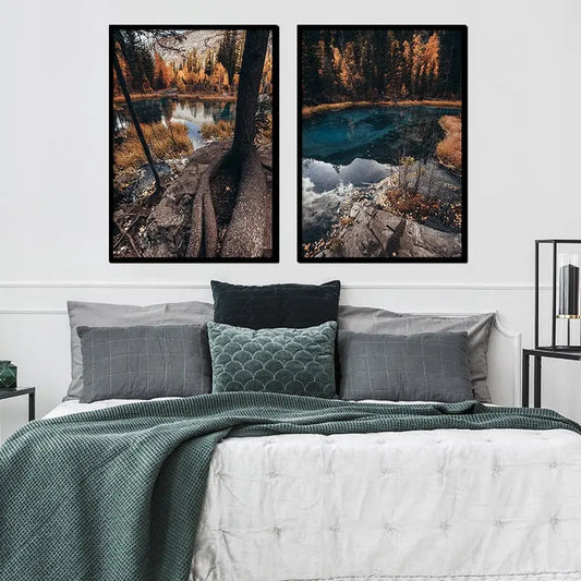 Plakaty Jesienne Jezioro Dyptyk 53x73cm - ForWalls.eu