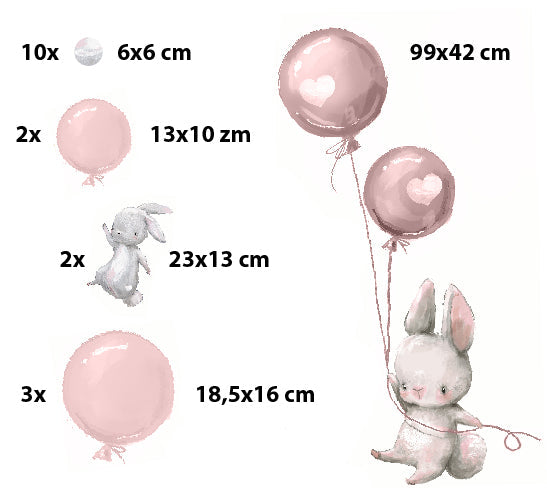 Dekoracyjne naklejki dla dzieci dziecięce do pokoju na ścianę Różowe balony  ForWalls.eu