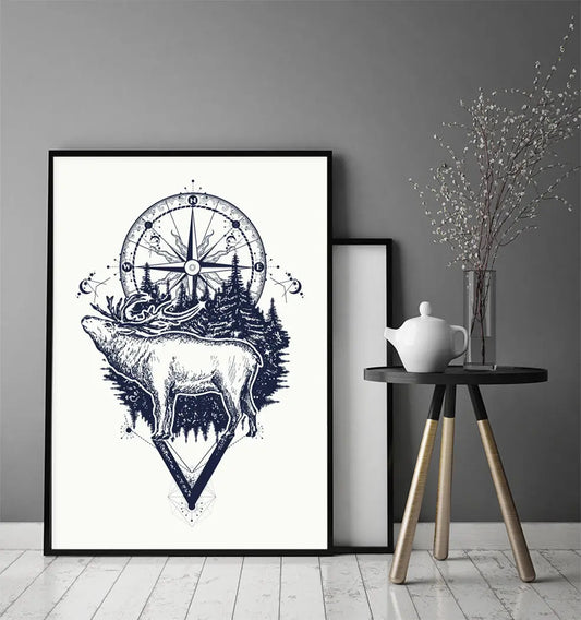Plakat Jeleń Kompas 33x43 cm - ForWalls.eu