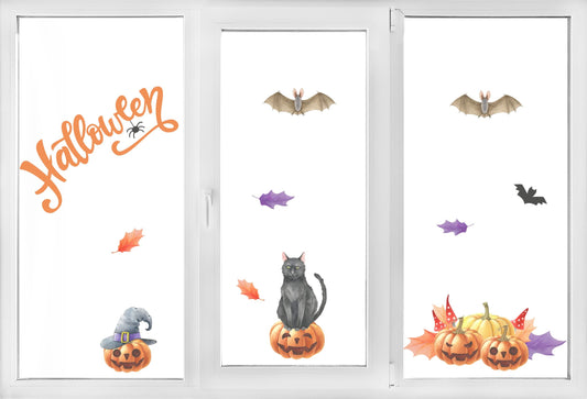 Naklejka dwustronna na okno Halloween Naklejki Wielorazowe na szybę Ozdobne  ForWalls.eu