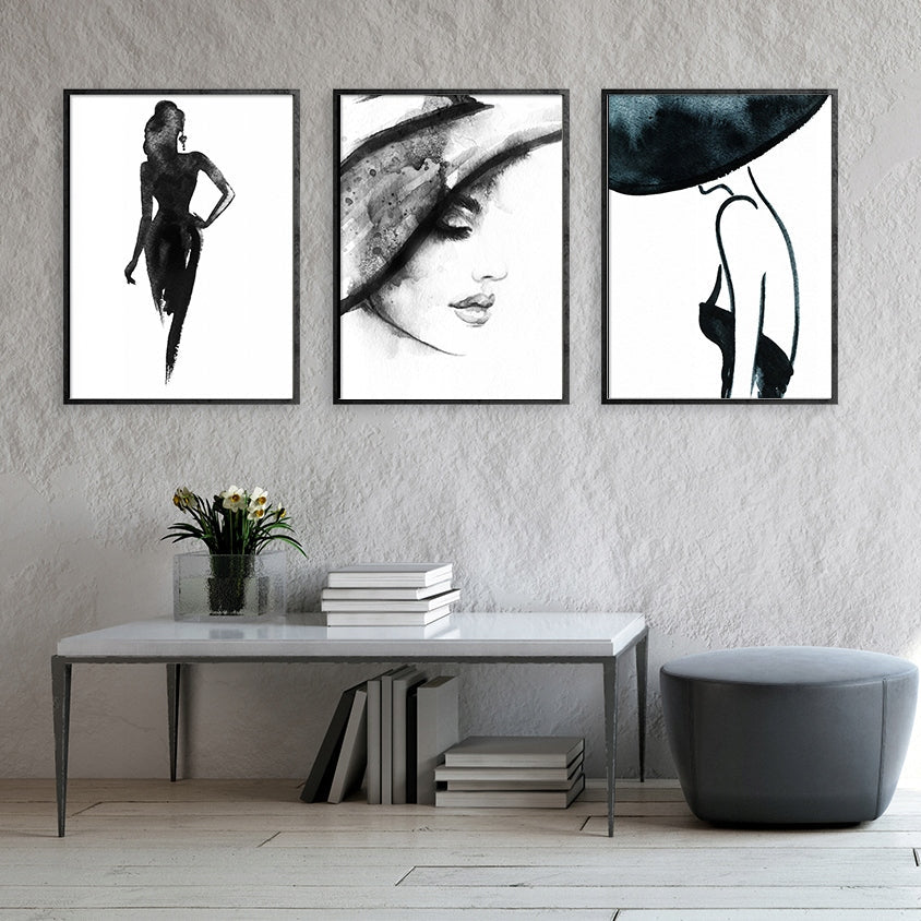 Plakaty W Ramie Komplet 3 Obrazów Kobieta Walentynki Tryptyk 53x73cm  ForWalls.eu