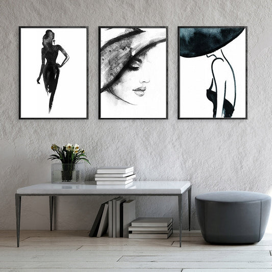 Plakaty W Ramie Komplet 3 Obrazów Kobieta Walentynki Tryptyk 53x73cm  ForWalls.eu