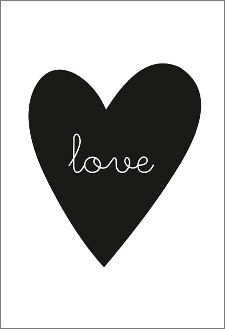 Plakat Love Serce Czarne Miłość 40x50  ForWalls.eu