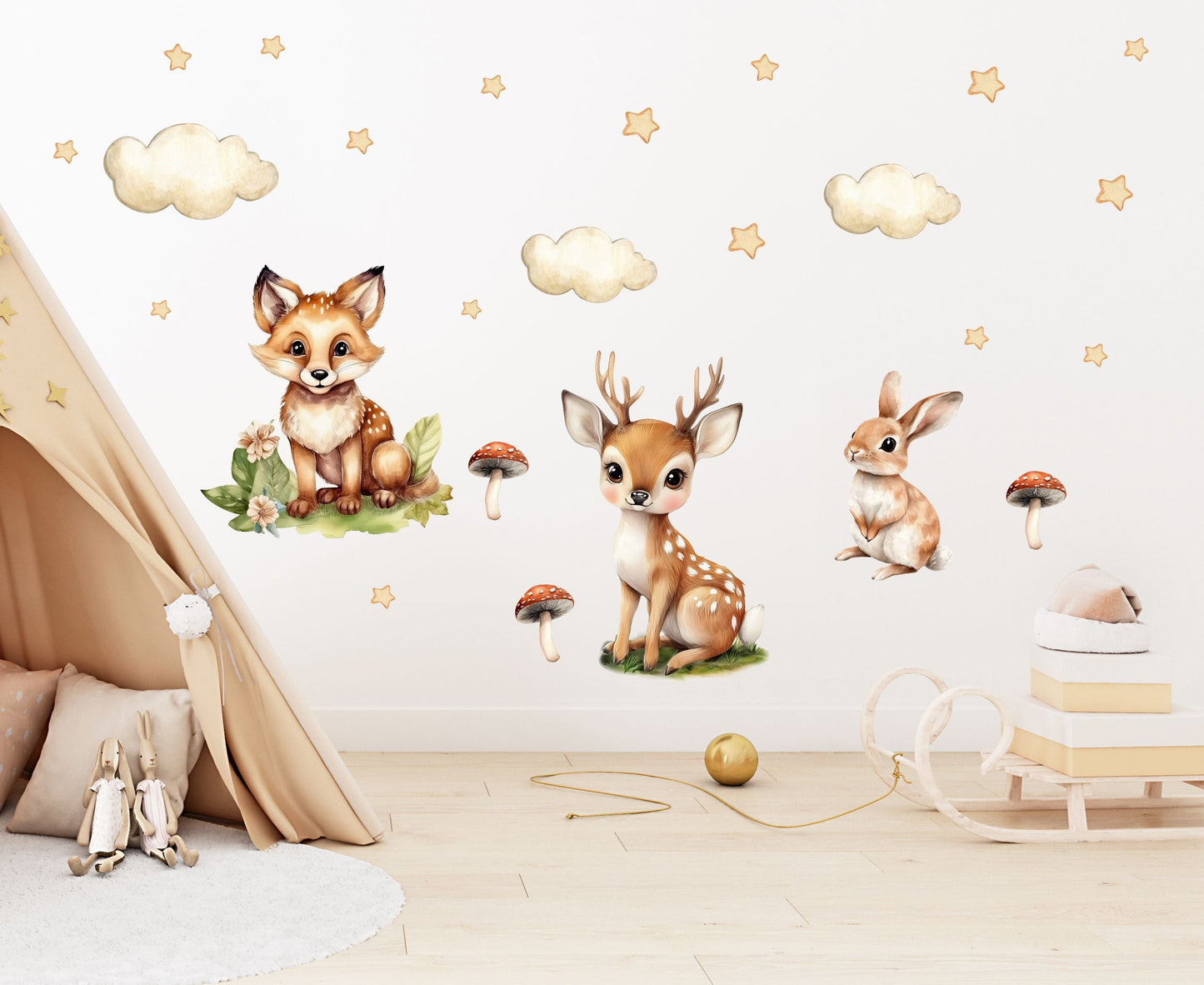 Naklejki na ścianę dla dzieci Beżowe Boho Las GRATIS Kontakt Włącznik  ForWalls.eu