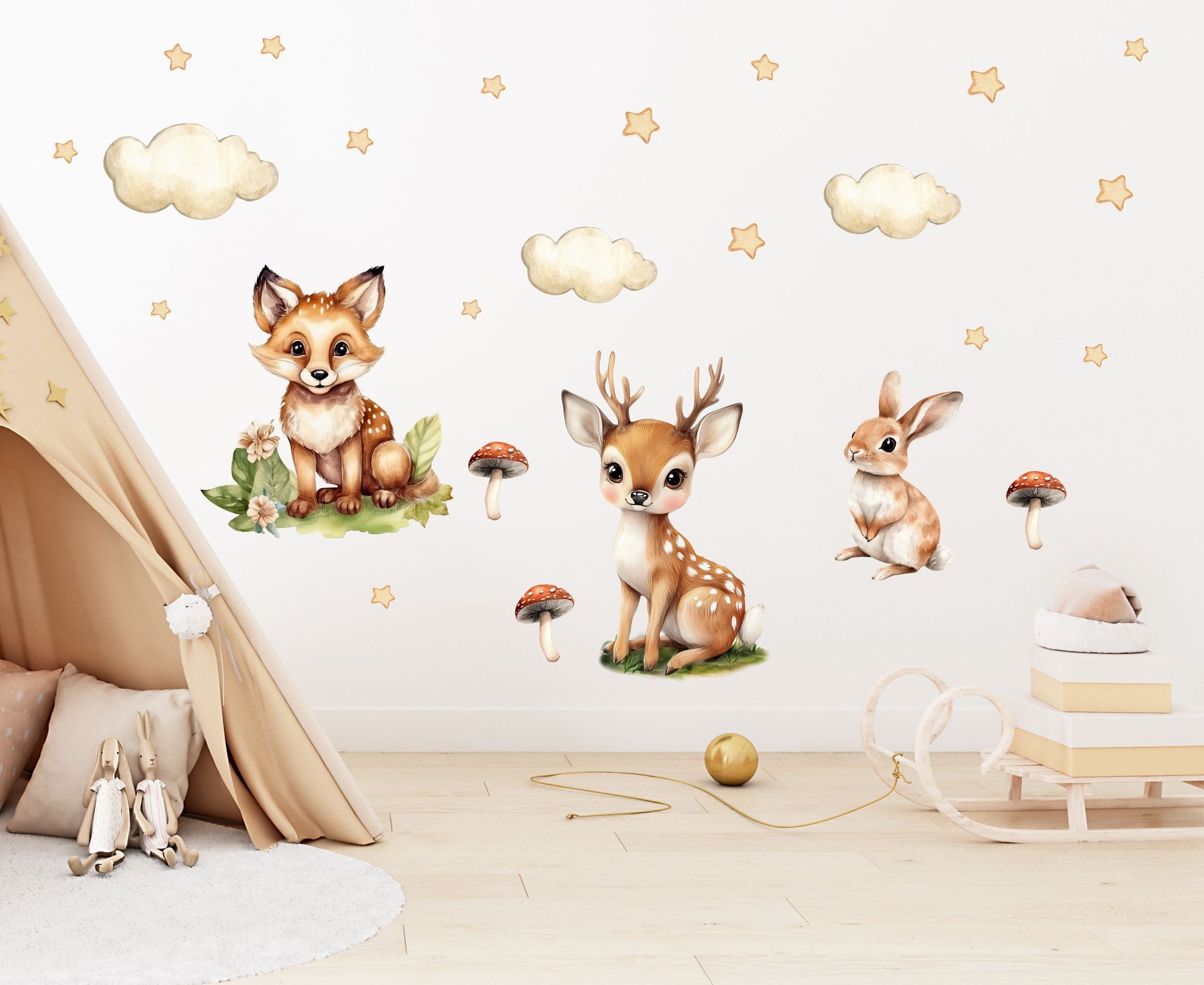Naklejki na ścianę dla dzieci Beżowe Boho Las GRATIS Kontakt Włącznik  ForWalls.eu