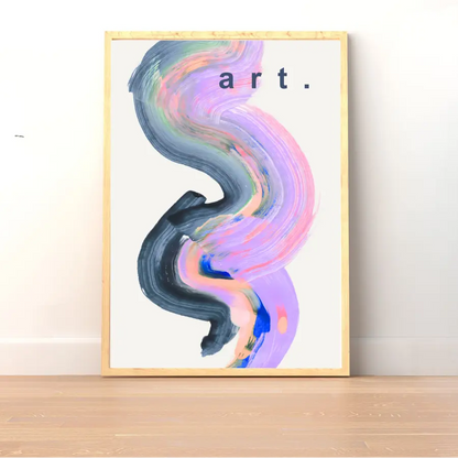 ForWalls.eu - Plakat Sztuka - Abstract expressionist poster with bold curved brushstrokes in black, pink, purple, and hints of blue, titled "art.". - ekpresyjny, plakat