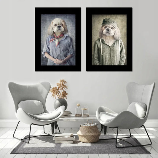 Plakaty Psy W Bluzach Dyptyk 33x43cm  ForWalls.eu