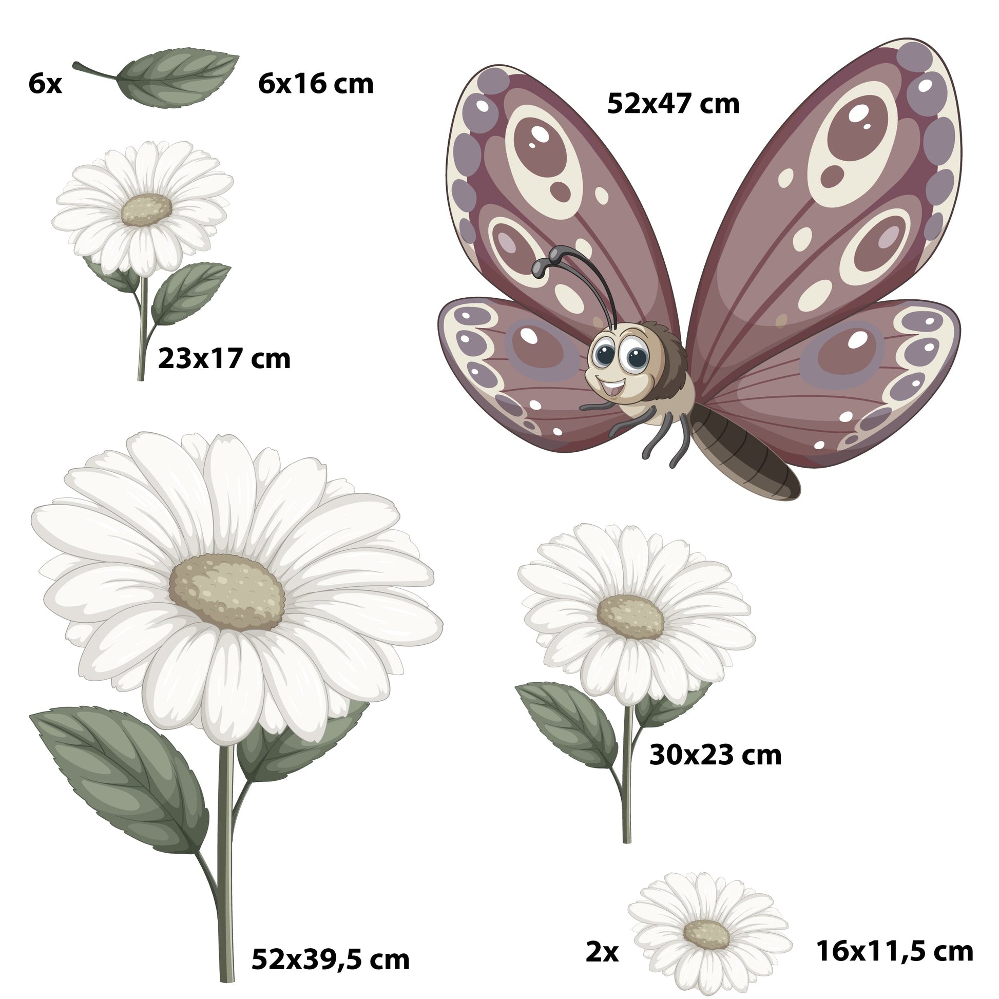 Naklejki na ścianę ścienne dla dziewczynek Motyl Kwiaty dekoracja dziecięca  ForWalls.eu