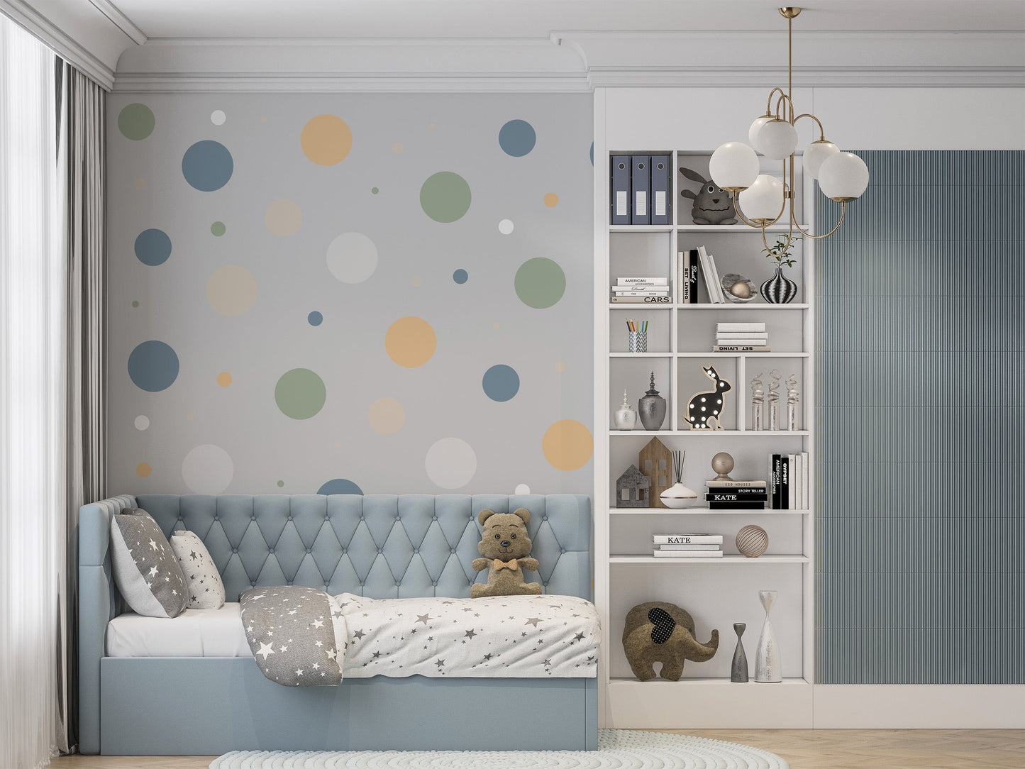 Naklejki kółka grochy kropki Boho Skandynawski Dziecięce dla chłopca DIY  ForWalls.eu