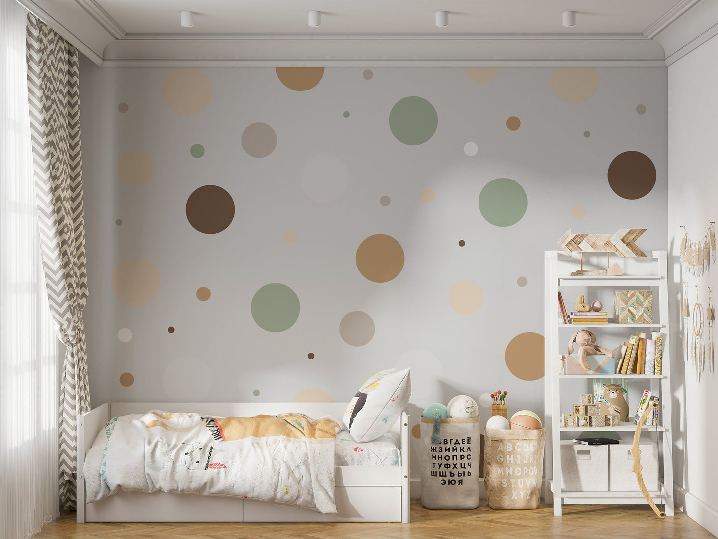 Naklejki Beże kółka grochy kropki Boho Skandynawski Pastele Dziecięce DIY  ForWalls.eu