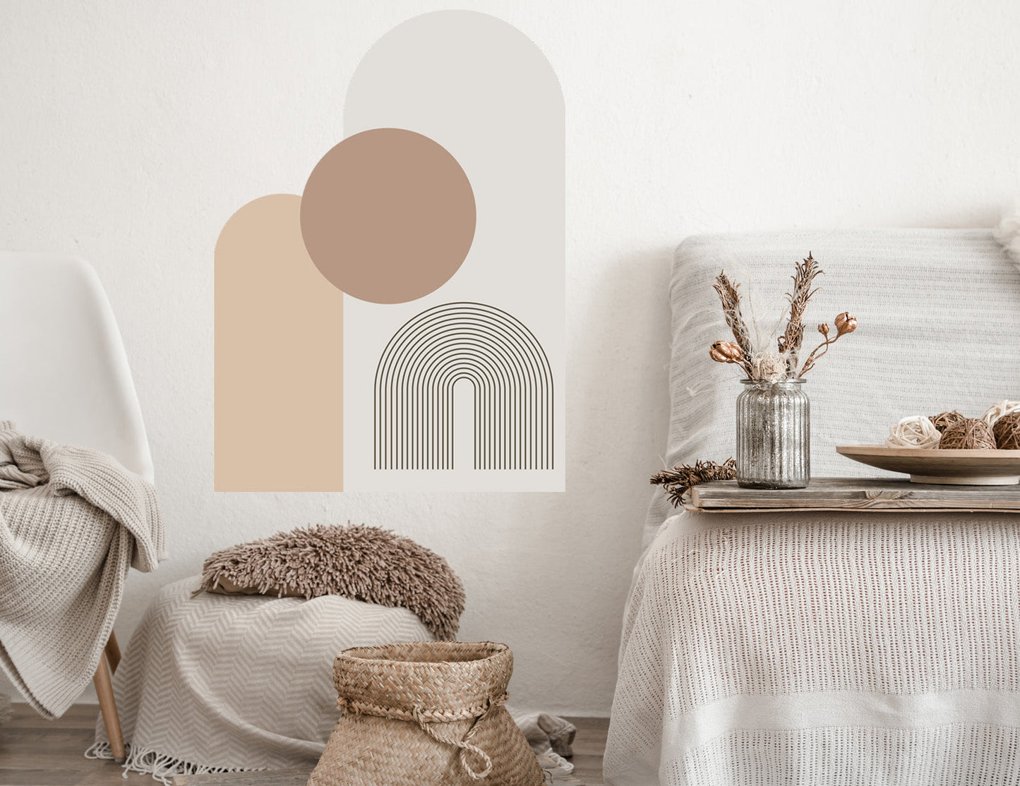 Naklejki na ścianę do salonu kuchni Boho Beż Duża Naklejka do sypialni  ForWalls.eu