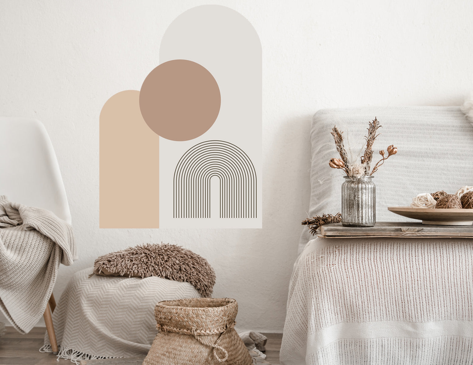 Naklejki na ścianę do salonu kuchni Boho Beż Duża Naklejka do sypialni  ForWalls.eu