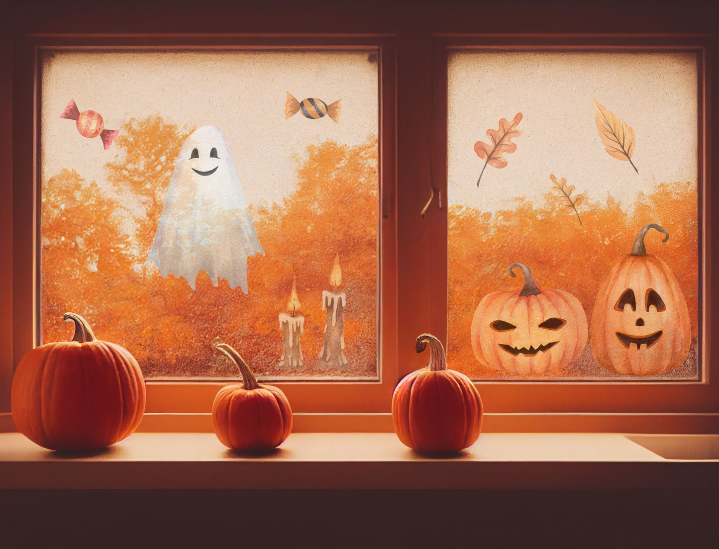 Naklejka dwustronna na okno Dekoracja Halloween Wielorazowa ozdoba na szybę  ForWalls.eu