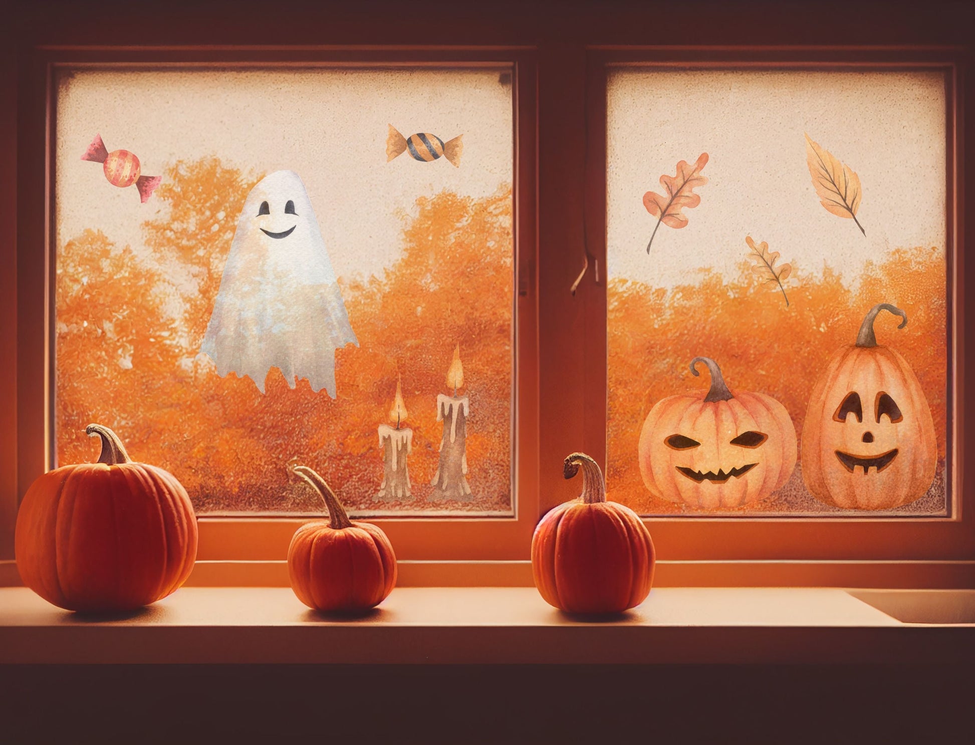 Naklejka dwustronna na okno Dekoracja Halloween Wielorazowa ozdoba na szybę  ForWalls.eu