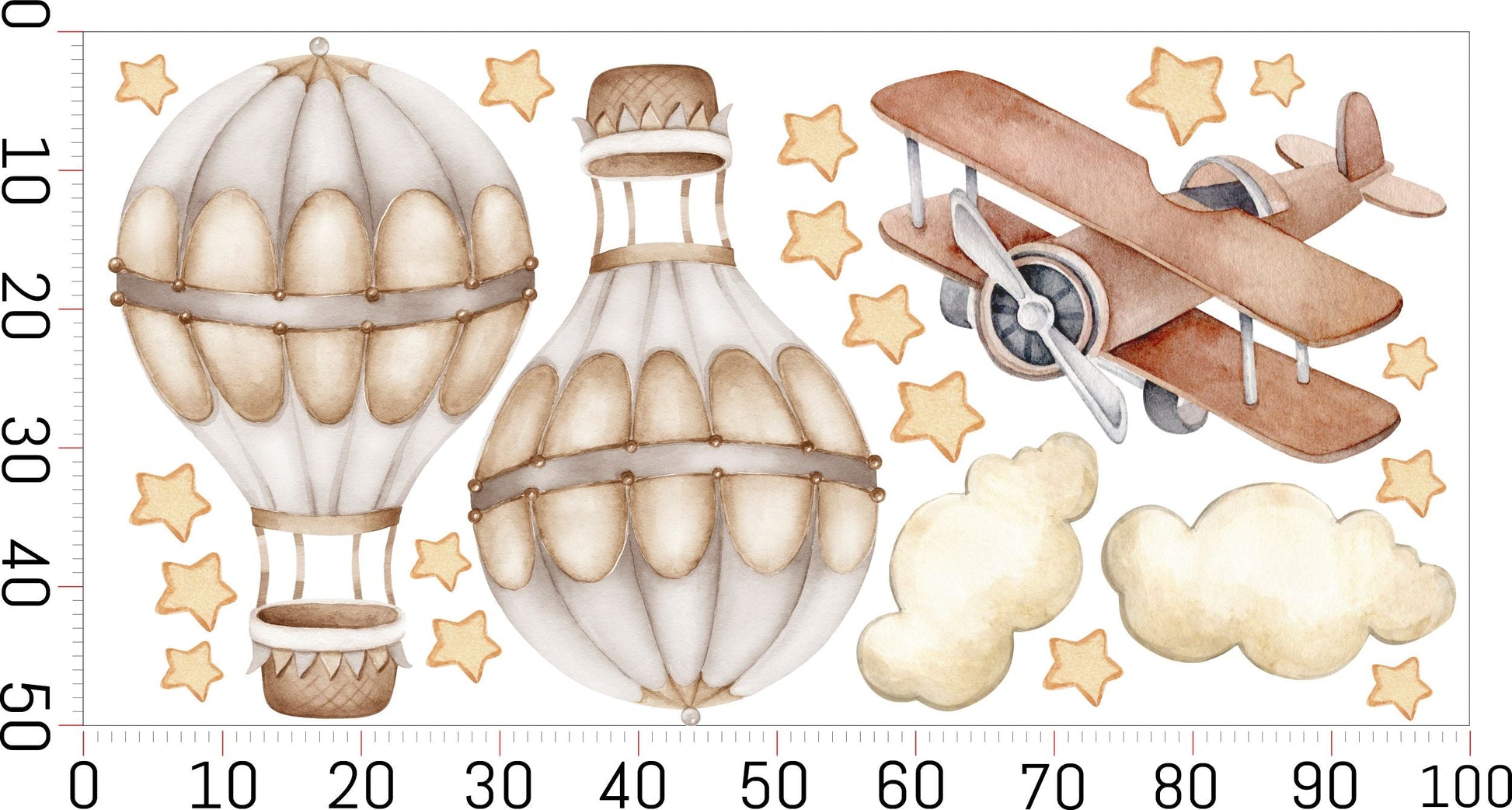 Naklejki na ścianę dla dzieci Beżowe Balony Boho GRATIS Kontakt Włącznik  ForWalls.eu