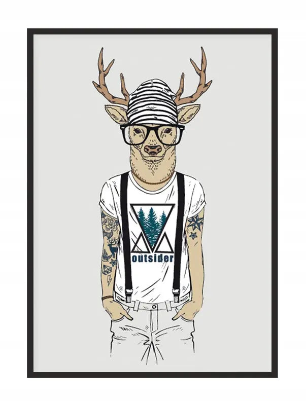 Plakat Jeleń Hipster 33x43 cm  ForWalls.eu