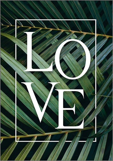 Plakat Love na Tle Liści Palmowych 40x50 cm  ForWalls.eu