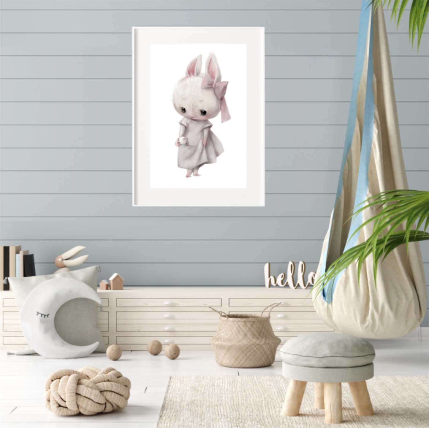 Plakat Króliczka w Sukience z Kokardą 30x40 cm - ForWalls.eu