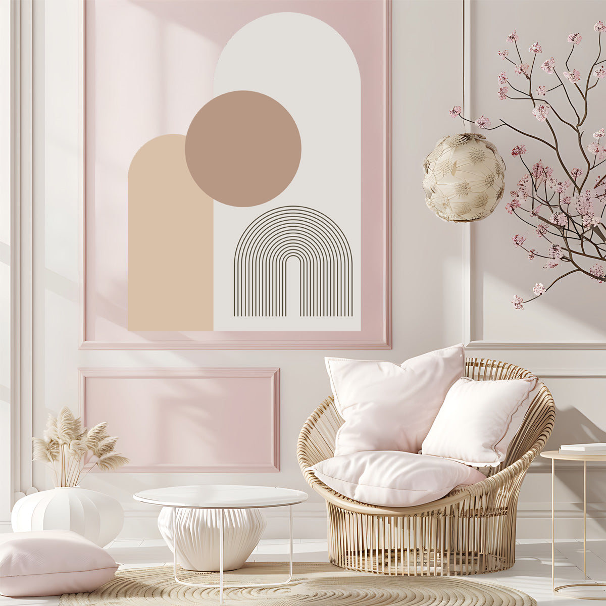 Naklejki na ścianę do salonu kuchni Boho Beż Duża Naklejka do sypialni  ForWalls.eu