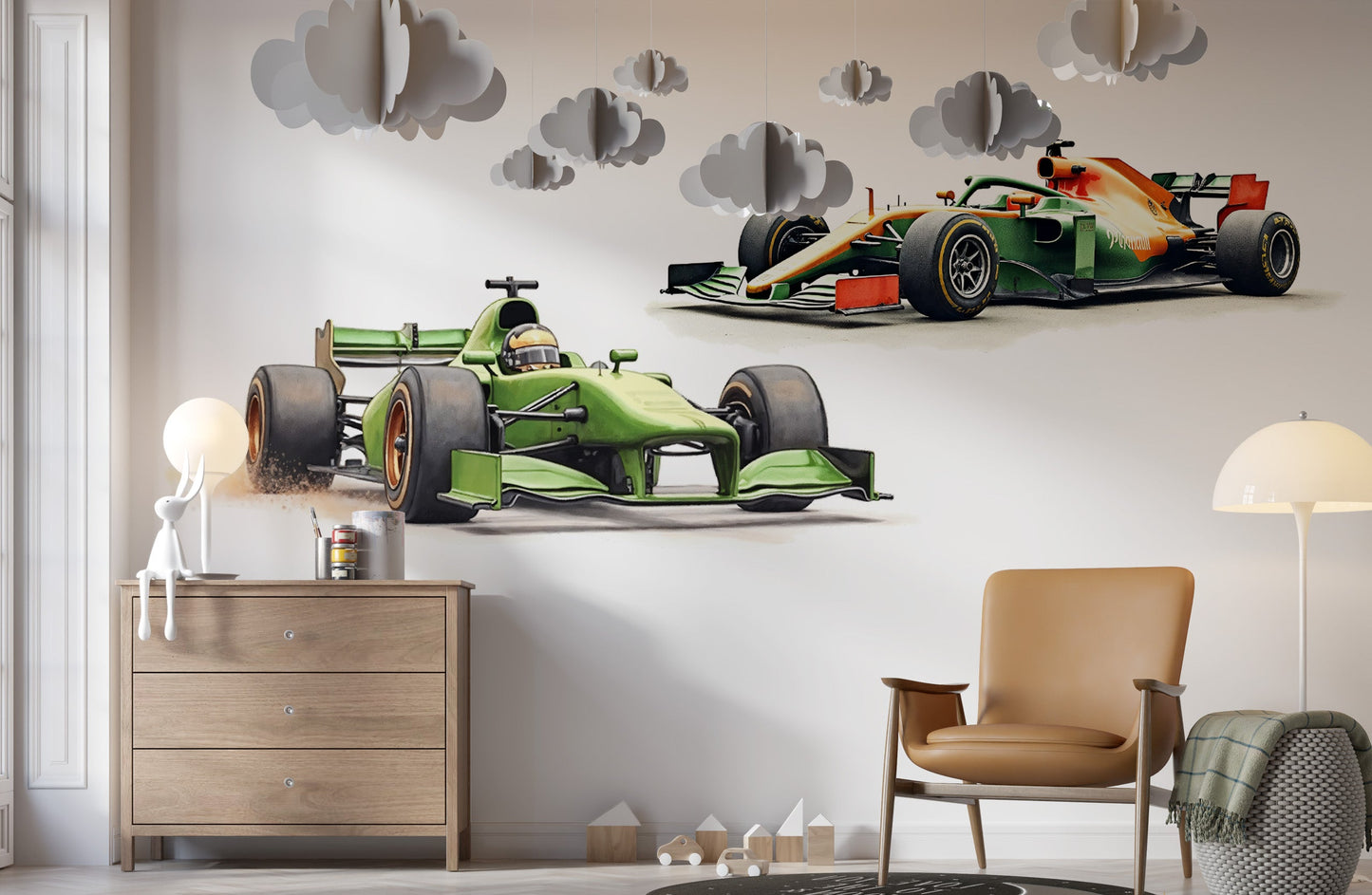 Naklejki na ścianę do pokoju chłopca dla nastolatka Auta F1 Wyścig  ForWalls.eu