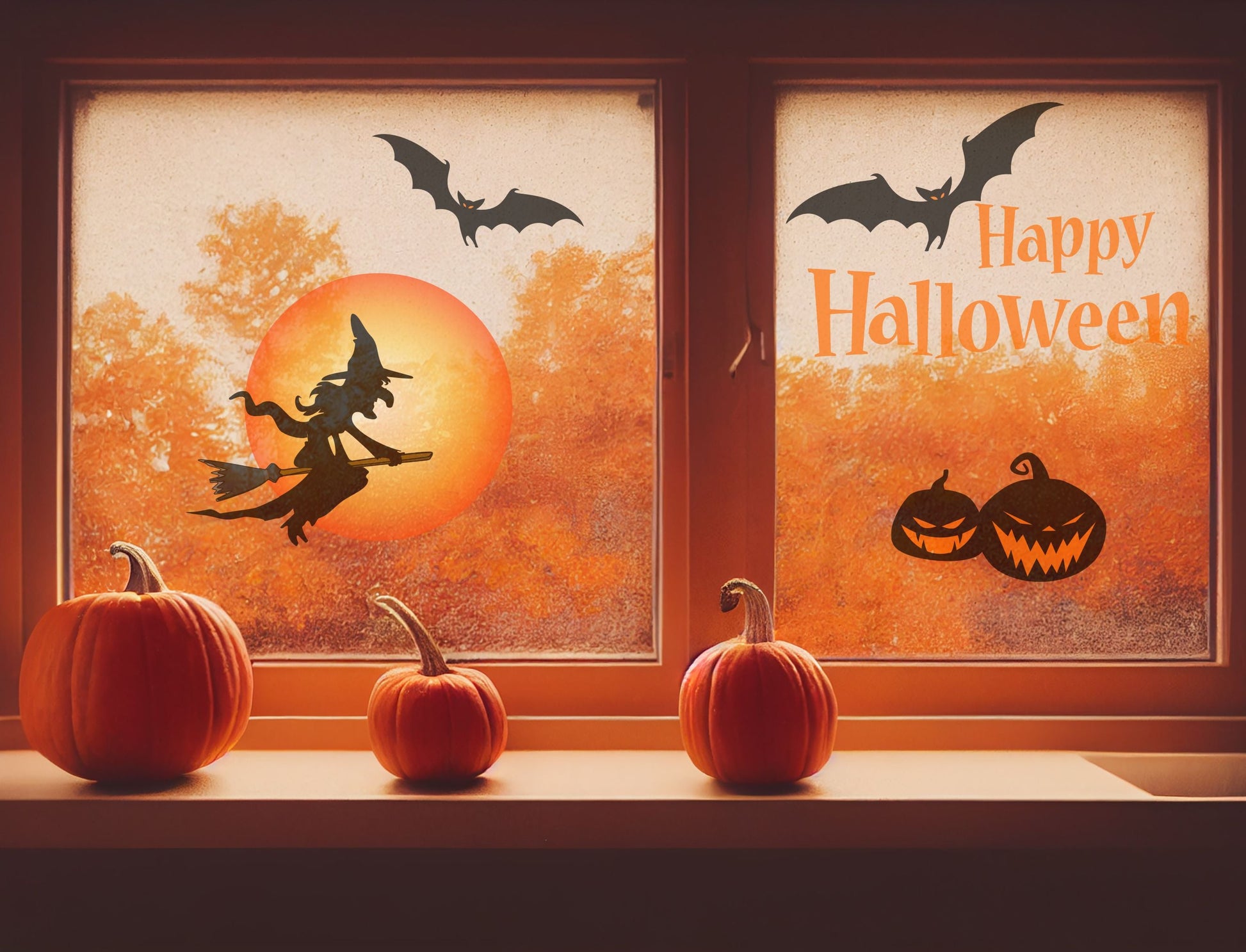 Naklejka dwustronna na okno Dekoracja Halloween Wielorazowe Naklejki Ozdoba  ForWalls.eu