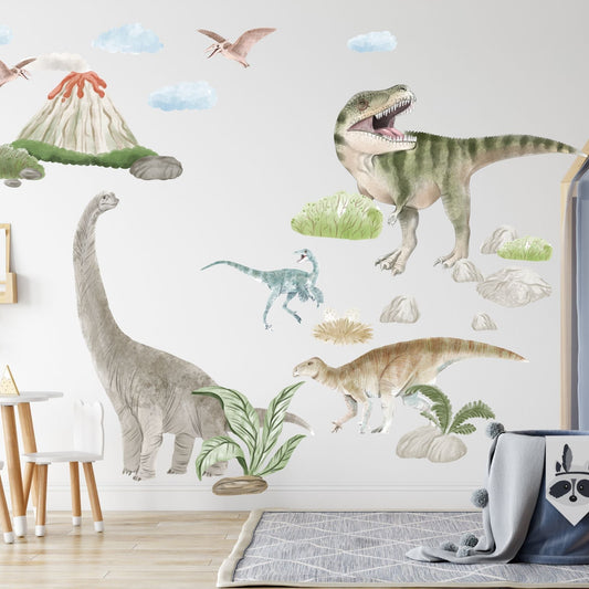 Naklejki dla dzieci na ścianę dla chłopca dinozaury wulkan  ForWalls.eu
