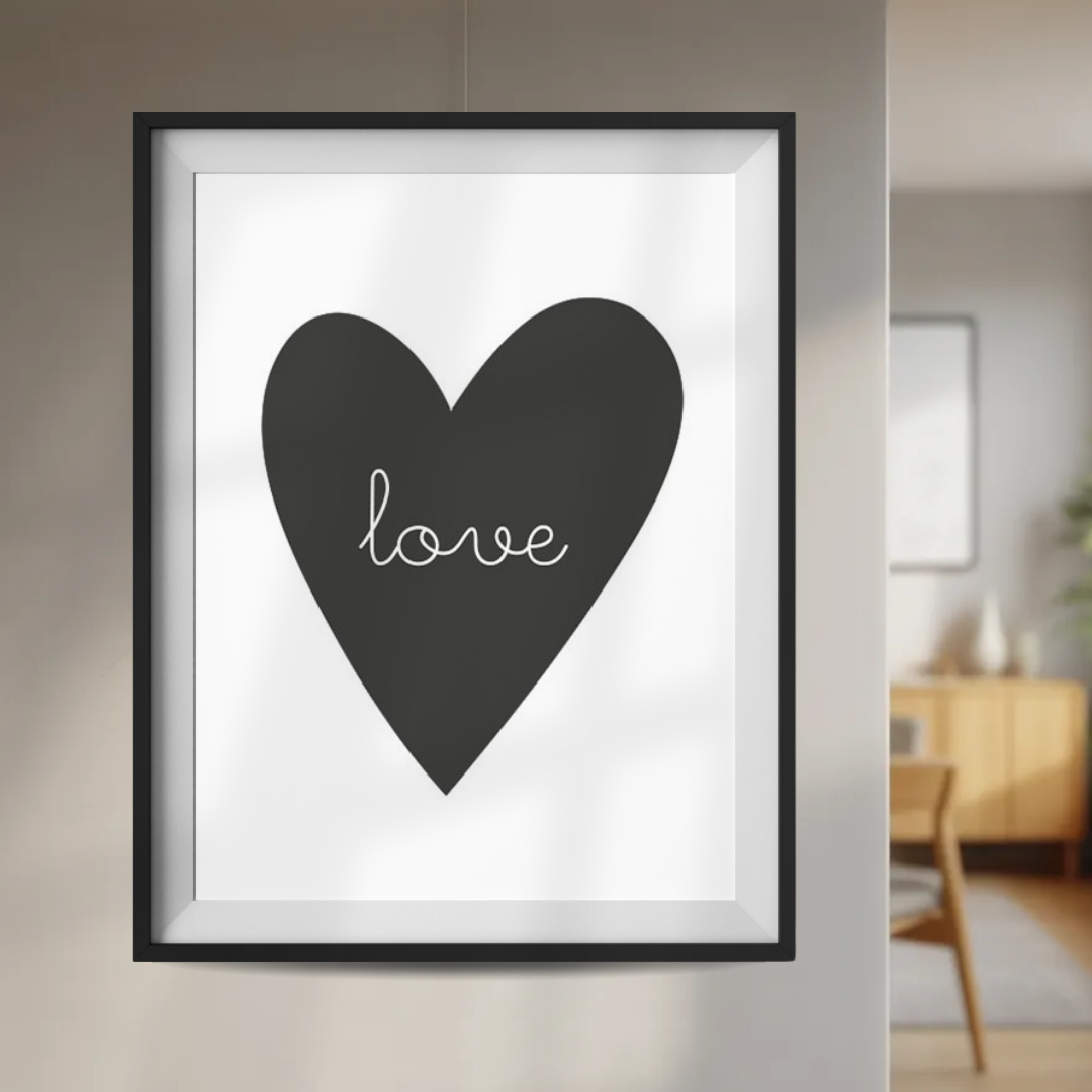 Plakat Love Serce Czarne Miłość 40x50  ForWalls.eu